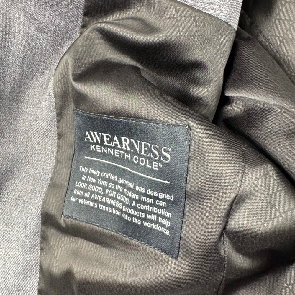 Awearness Kenneth Cole Awear-Tech Slim Fit Gray Suit Mens 30 Regular Wool Blend - Picture 15 of 15